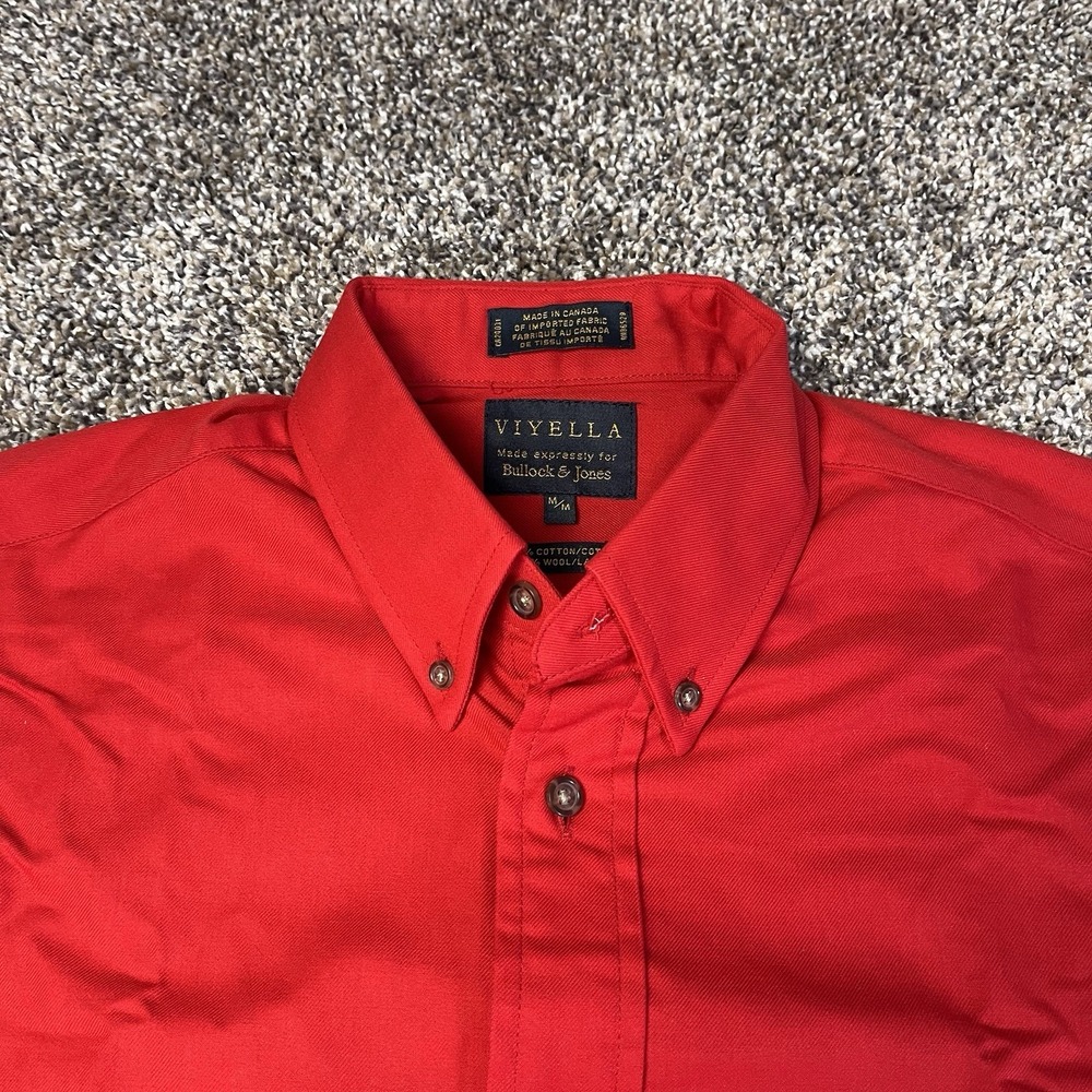Bullock & Jones Viyella Men Size M Red Shirt Canada Wool Cotton Button Down Used - Picture 3 of 11